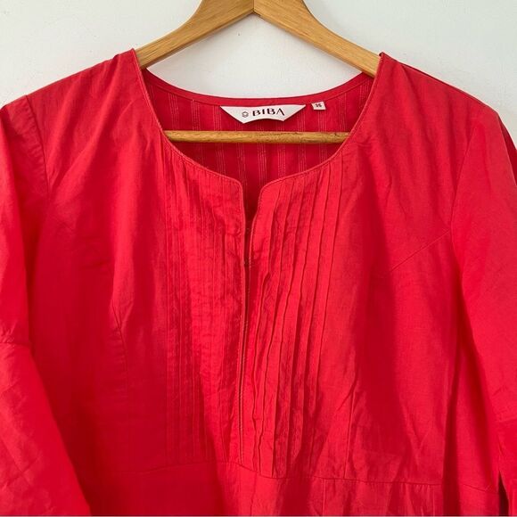 Biba Coral Pink  Bell Sleeves Cotton Pockets Maxi Dress - Picture 12 of 12